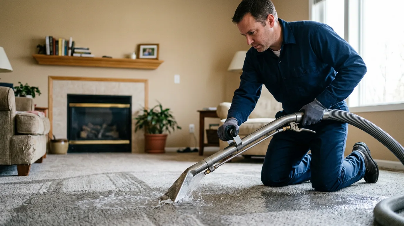 Water damage restoration technician working near Harrah, OK